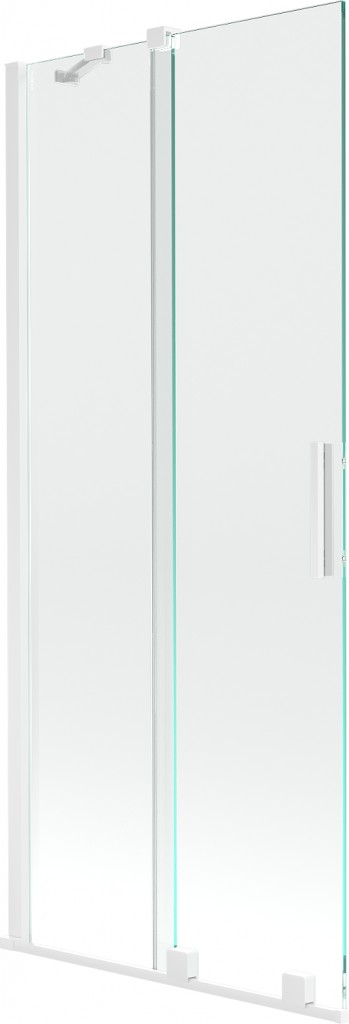 MEXEN/S Velar Dvoukřídlá posuvná vanová zástěna 80 x 150, transparent, bílá 896-080-000-01-20