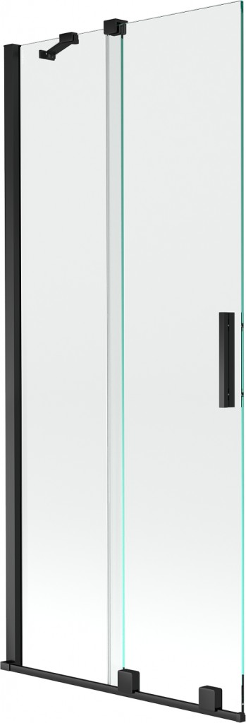 MEXEN/S Velar Dvoukřídlá posuvná vanová zástěna 80 x 150, transparent, černá 896-080-000-01-70