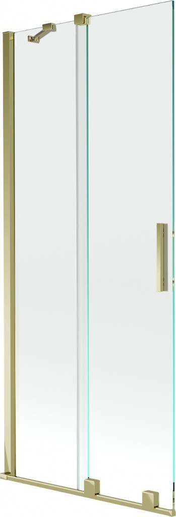 MEXEN/S Velar Dvoukřídlá posuvná vanová zástěna 80 x 150, transparent, zlatá 896-080-000-01-50