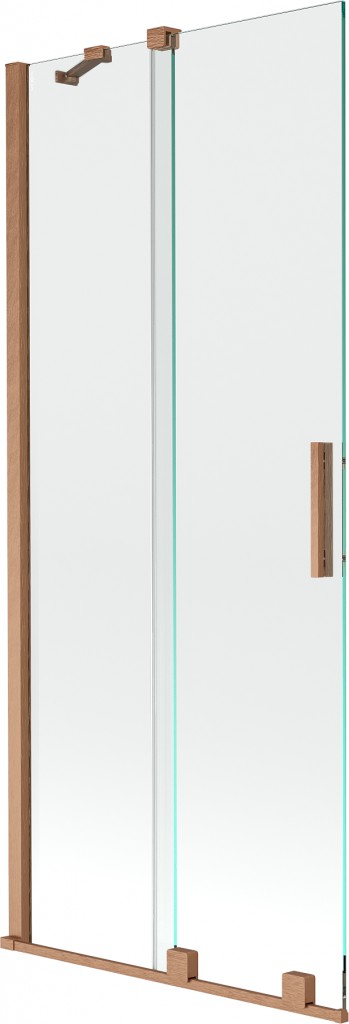 MEXEN/S Velar Dvoukřídlá posuvná vanová zástěna 85 x 150, transparent, kartáčovaná měď 896-085-000-01-65