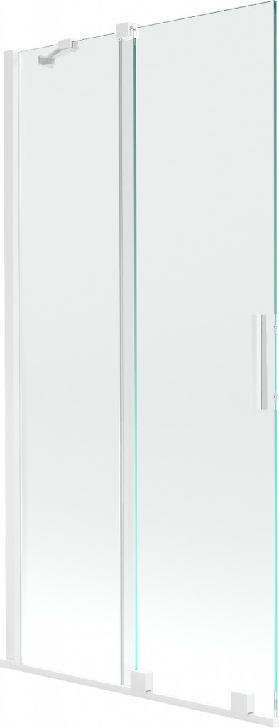 MEXEN/S Velar Dvoukřídlá posuvná vanová zástěna 95 x 150, transparent, bílá 896-095-000-01-20
