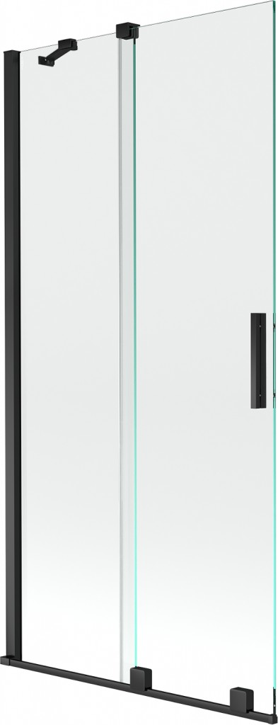 MEXEN/S Velar Dvoukřídlá posuvná vanová zástěna 95 x 150, transparent, černá 896-095-000-01-70