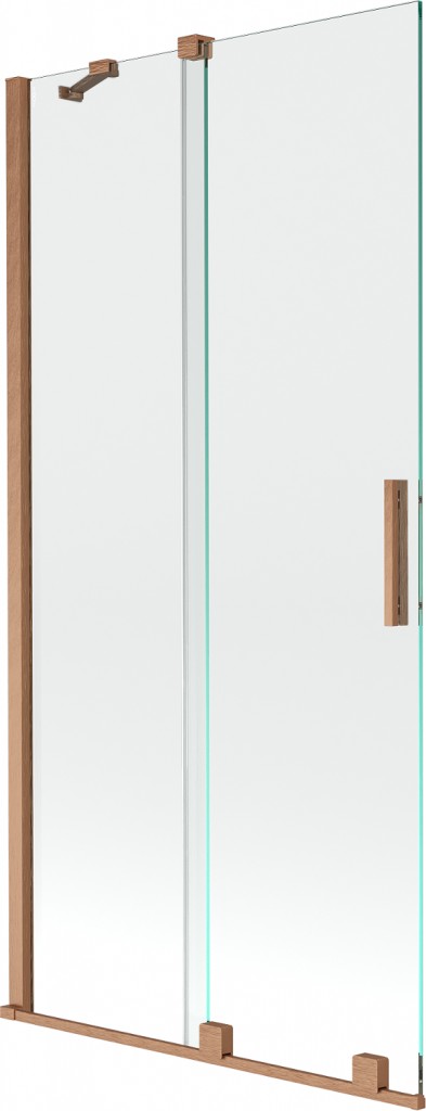 MEXEN/S Velar Dvoukřídlá posuvná vanová zástěna 95 x 150, transparent, kartáčovaná měď 896-095-000-01-65