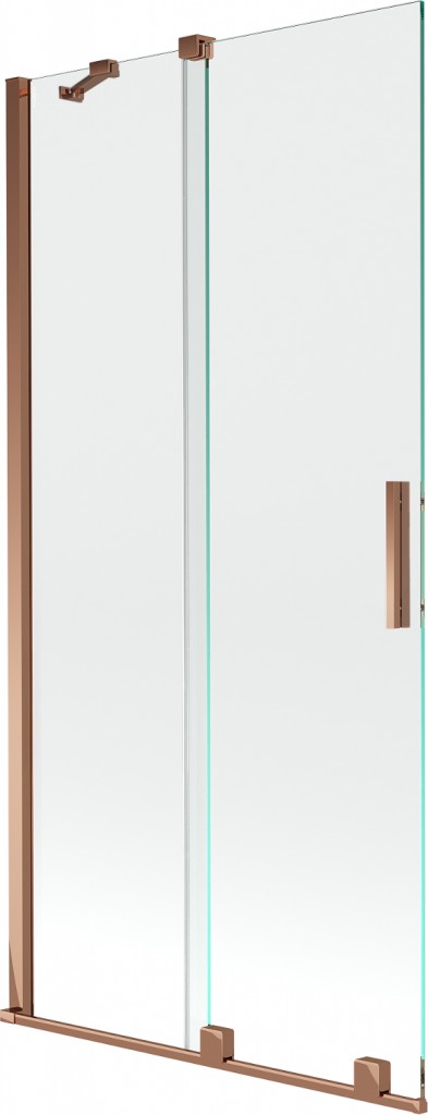MEXEN/S Velar Dvoukřídlá posuvná vanová zástěna 95 x 150, transparent, růžové zlato 896-095-000-01-60