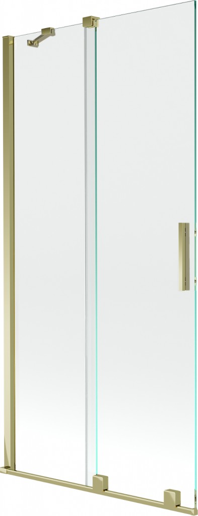MEXEN/S Velar Dvoukřídlá posuvná vanová zástěna 95 x 150, transparent, zlatá 896-095-000-01-50