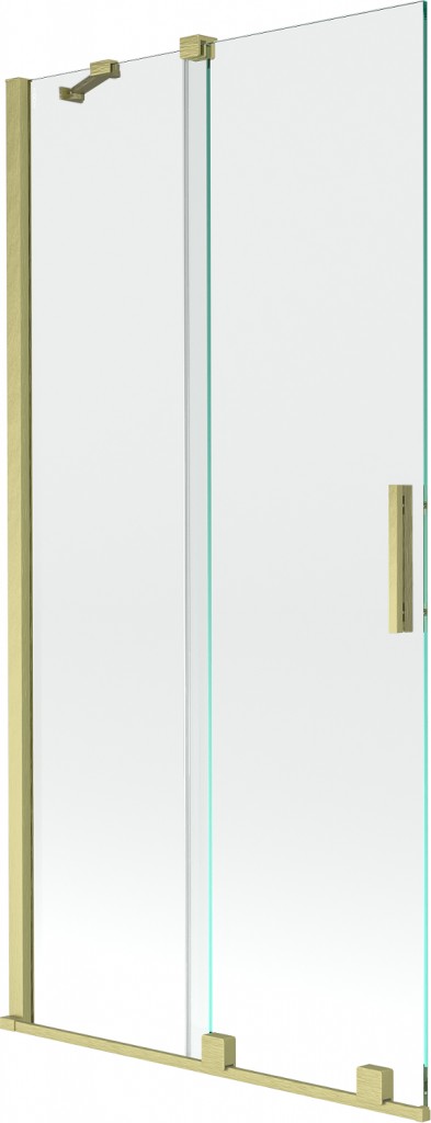 MEXEN/S Velar Dvoukřídlá posuvná vanová zástěna 95 x 150, transparent, zlatá kartáčovaná 896-095-000-01-55