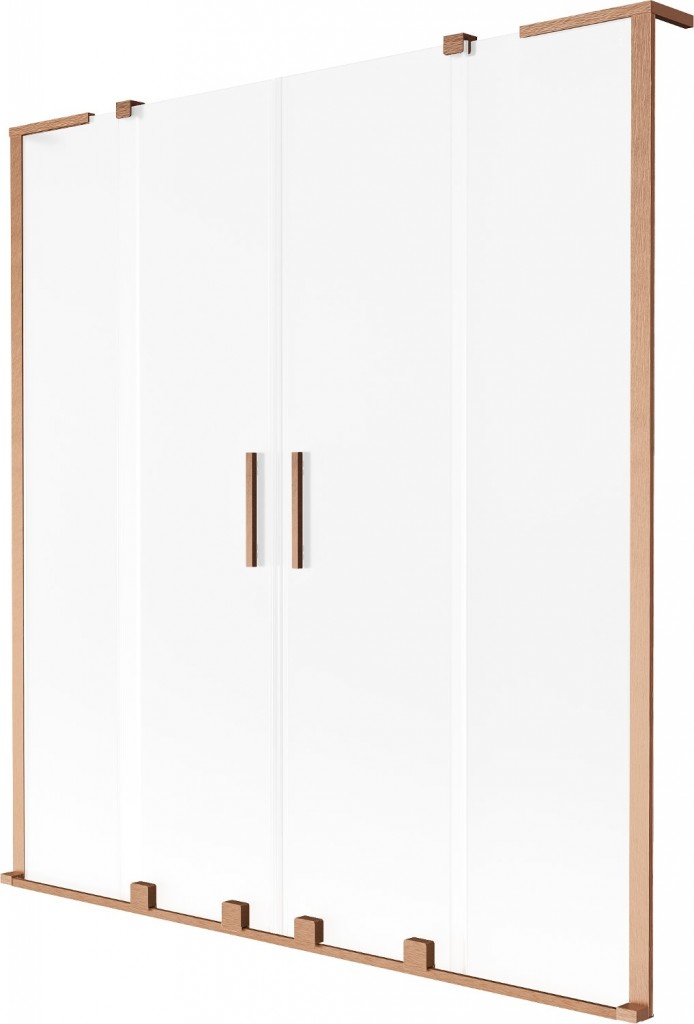 MEXEN/S Velar L Duo dvoukřídlá posuvná vanová zástěna 140 x 150, dekor, měď kartáčovaná 896-140-003-32-65