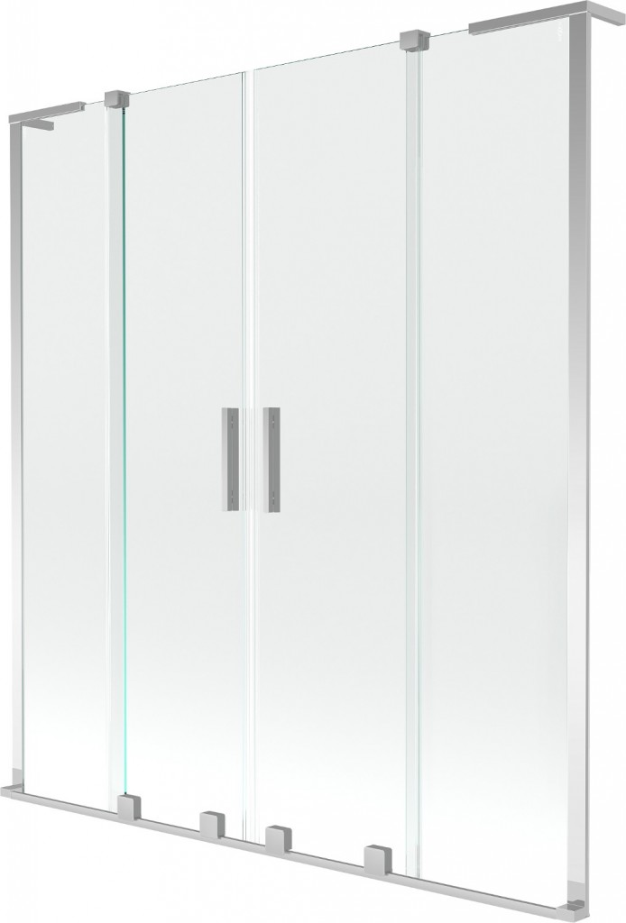 MEXEN/S Velar L Duo dvoukřídlá posuvná vanová zástěna 140 x 150, transparent, chrom 896-140-003-02-01