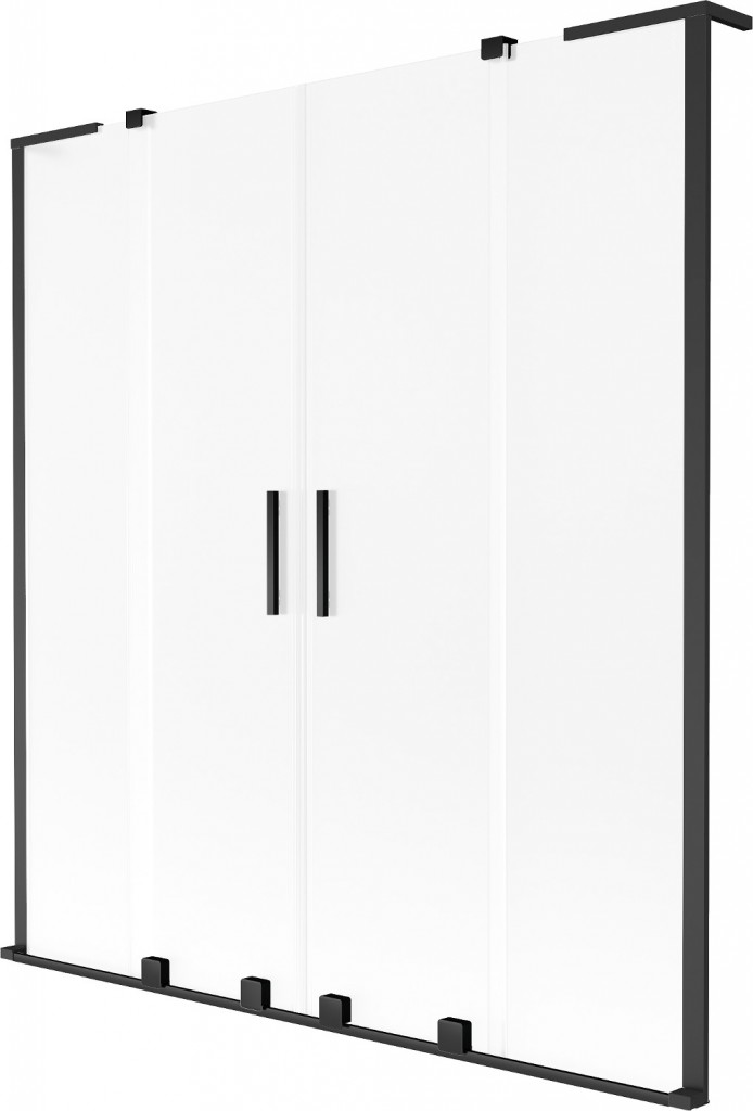 MEXEN/S Velar L Duo dvoukřídlá posuvná vanová zástěna 150 x 150, dekor, černá 896-150-003-32-70