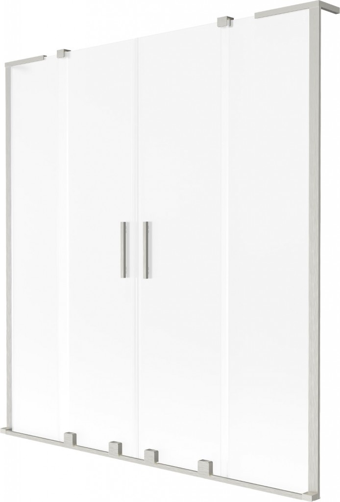MEXEN/S Velar L Duo dvoukřídlá posuvná vanová zástěna 150 x 150, dekor, nikl kartáčovaný 896-150-003-32-97