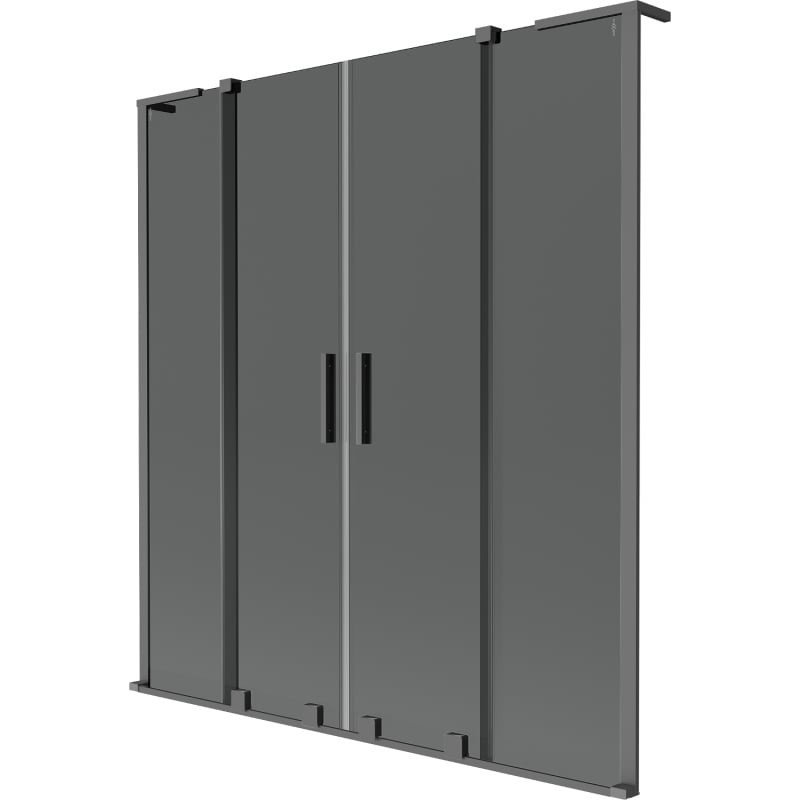 MEXEN/S Velar L Duo dvoukřídlá posuvná vanová zástěna 150 x 150, grafit, grafit metal 896-150-003-42-95