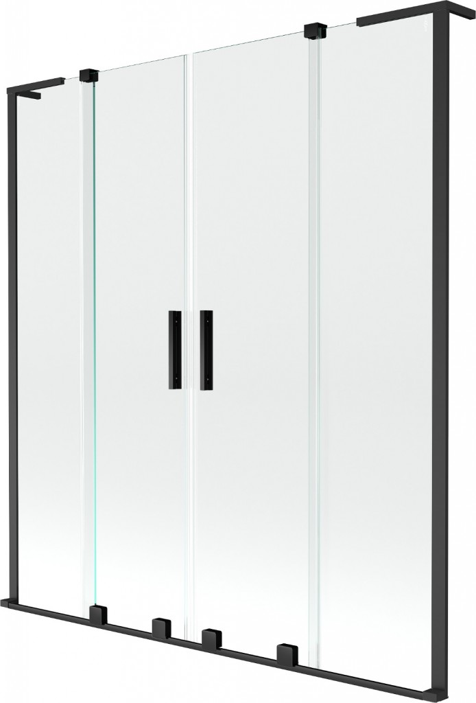 MEXEN/S Velar L Duo dvoukřídlá posuvná vanová zástěna 150 x 150, transparent, černá 896-150-003-02-70