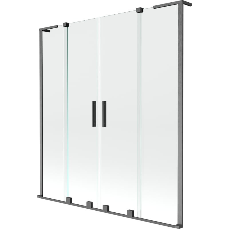 MEXEN/S Velar L Duo dvoukřídlá posuvná vanová zástěna 160 x 150, transparent, grafit kartáčovaná 896-160-003-02-66