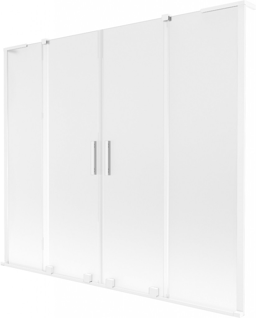 MEXEN/S Velar L Duo dvoukřídlá posuvná vanová zástěna 170 x 150, dekor, bílá 896-170-003-32-20
