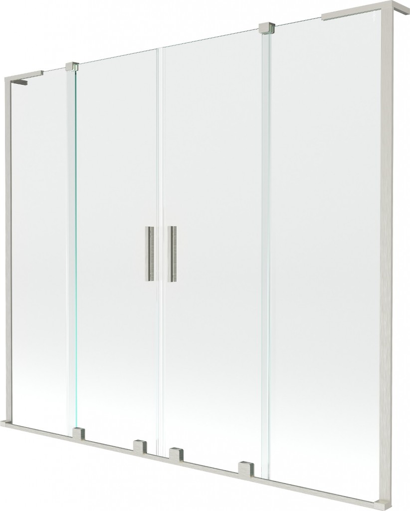 MEXEN/S Velar L Duo dvoukřídlá posuvná vanová zástěna 170 x 150, transparent, nikl kartáčovaný 896-170-003-02-97