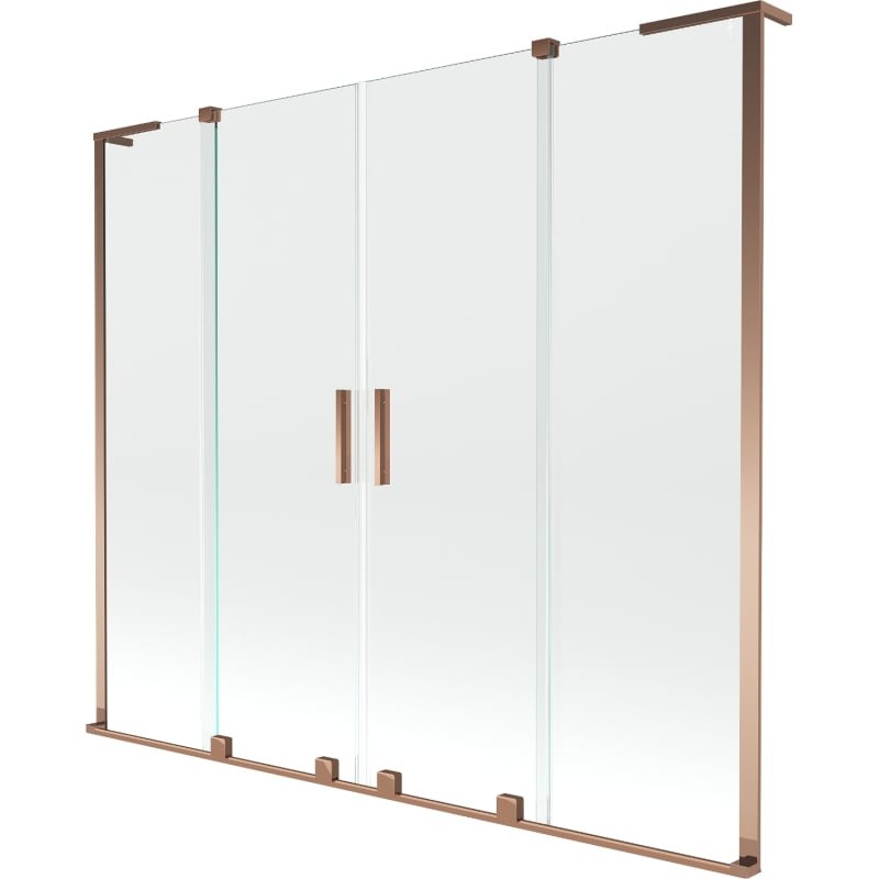 MEXEN/S Velar L Duo dvoukřídlá posuvná vanová zástěna 170 x 150, transparent, růžové zlato 896-170-003-02-60