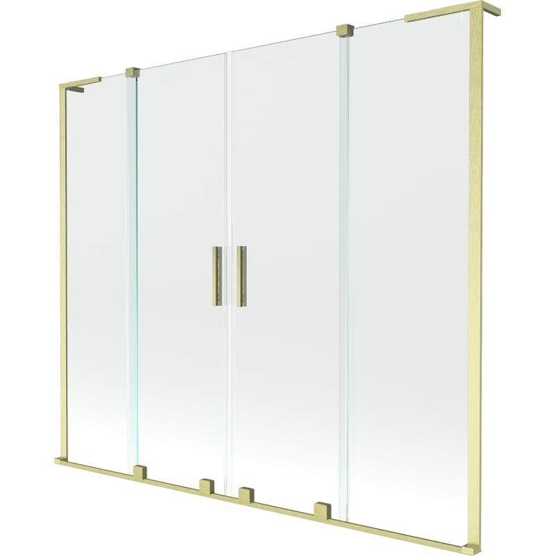 MEXEN/S Velar L Duo dvoukřídlá posuvná vanová zástěna 170 x 150, transparent, zlatá kartáčovaná 896-170-003-02-55