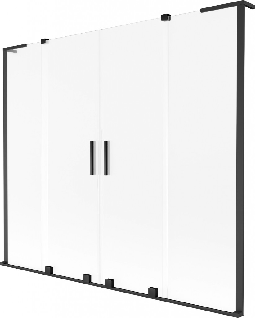 MEXEN/S Velar L Duo dvoukřídlá posuvná vanová zástěna 180 x 150, dekor, černá 896-180-003-32-70