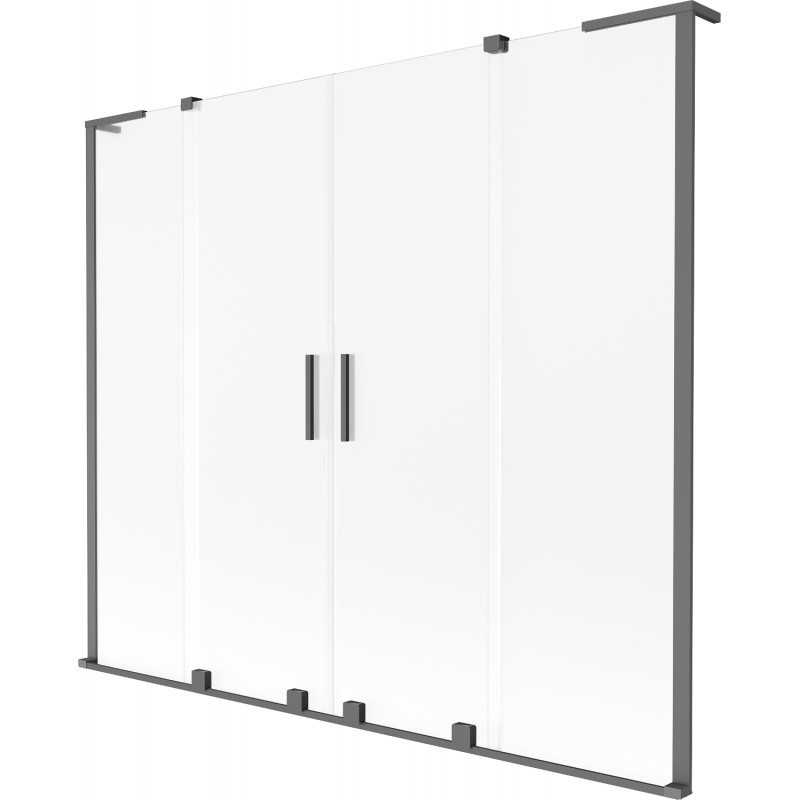 MEXEN/S Velar L Duo dvoukřídlá posuvná vanová zástěna 180 x 150, dekor, grafit metal 896-180-003-32-95