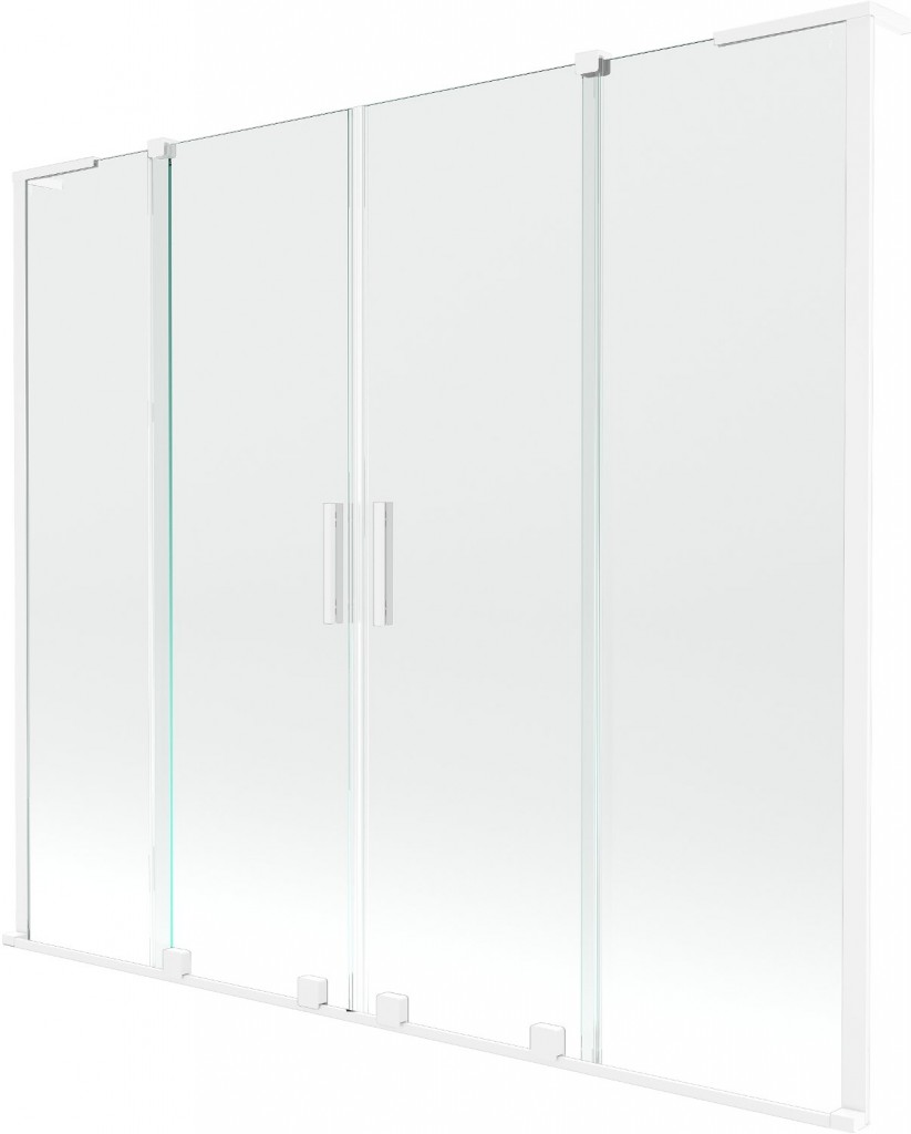 MEXEN/S Velar L Duo dvoukřídlá posuvná vanová zástěna 180 x 150, transparent, bílá 896-180-003-02-20