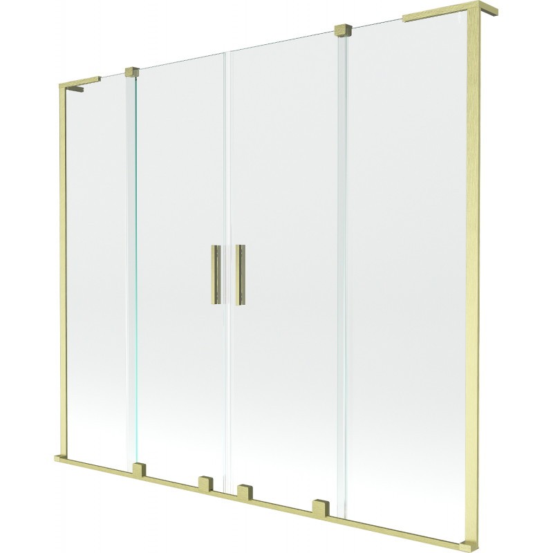 MEXEN/S Velar L Duo dvoukřídlá posuvná vanová zástěna 180 x 150, transparent, zlatá kartáčovaná 896-180-003-02-55