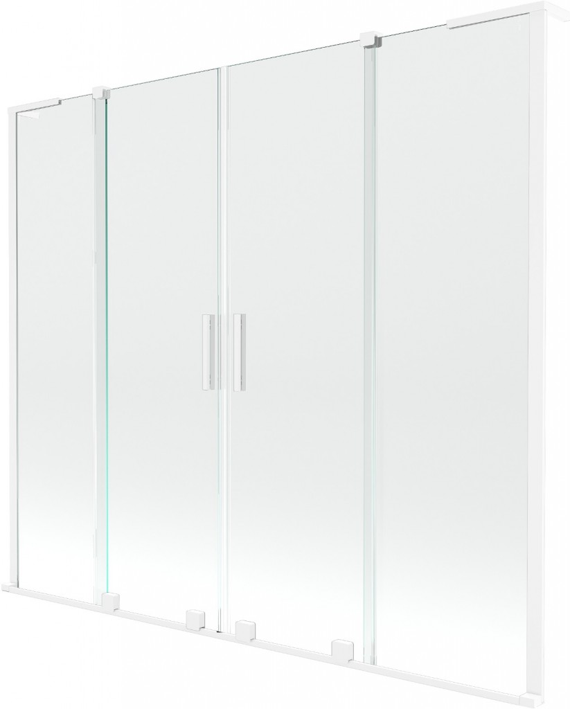 MEXEN/S Velar L Duo dvoukřídlá posuvná vanová zástěna 200 x 150, transparent, bílá 896-200-003-02-20