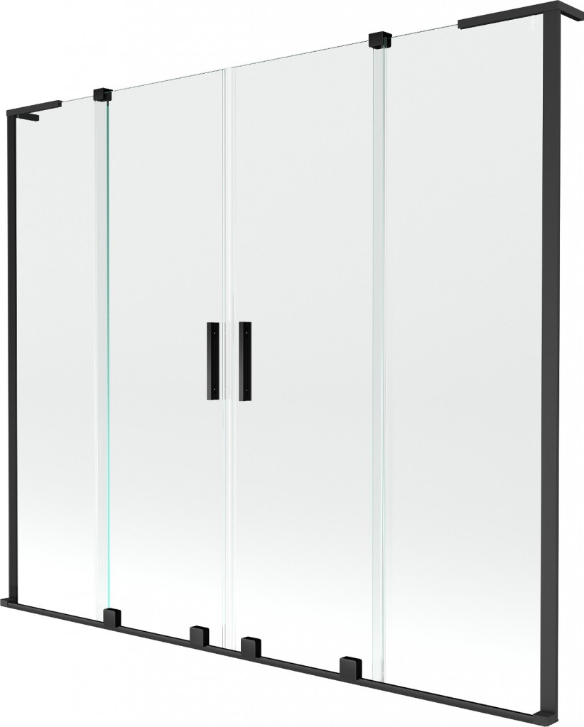 MEXEN/S Velar L Duo dvoukřídlá posuvná vanová zástěna 200 x 150, transparent, černá 896-200-003-02-70