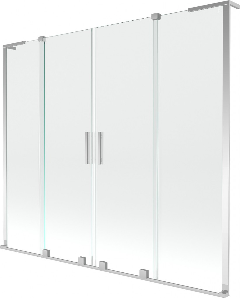 MEXEN/S Velar L Duo dvoukřídlá posuvná vanová zástěna 200 x 150, transparent, chrom 896-200-003-02-01