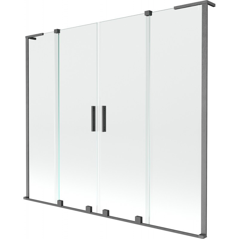 MEXEN/S Velar L Duo dvoukřídlá posuvná vanová zástěna 200 x 150, transparent, grafit kartáčovaná 896-200-003-02-66