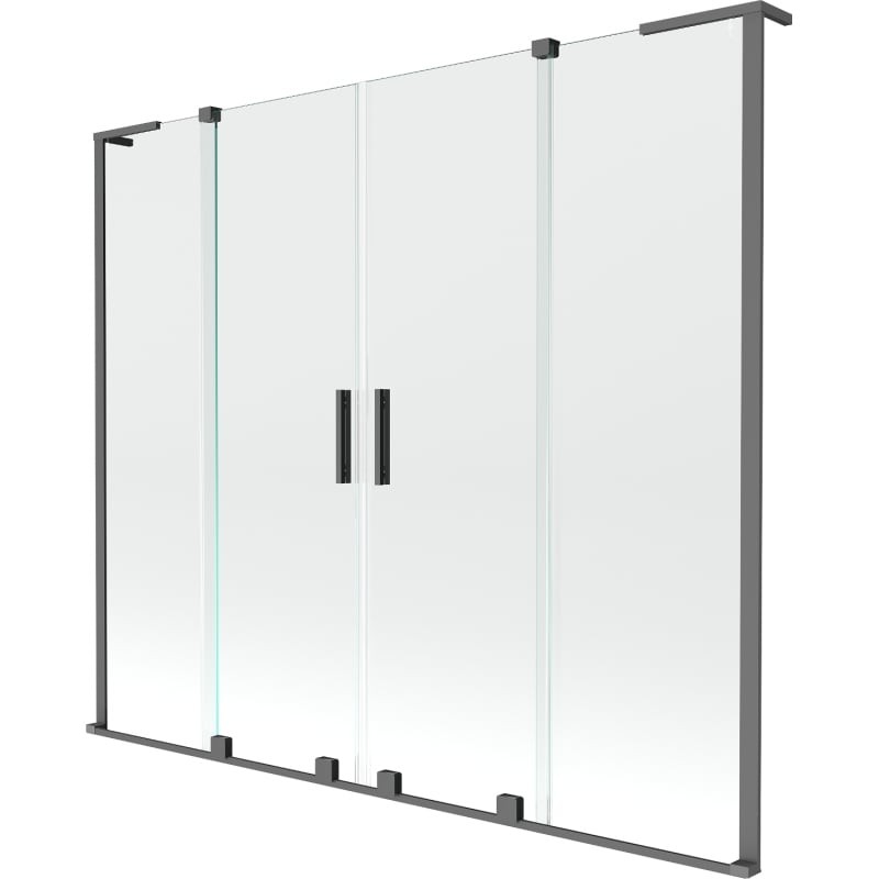 MEXEN/S Velar L Duo dvoukřídlá posuvná vanová zástěna 200 x 150, transparent, grafit metal 896-200-003-02-95