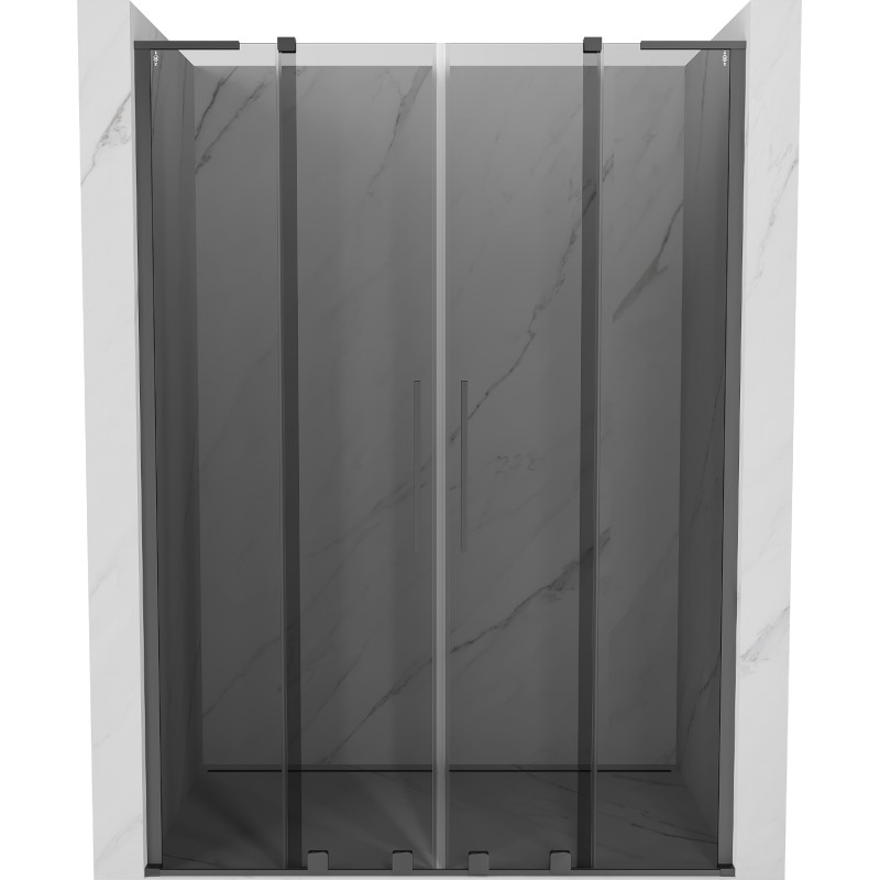 MEXEN/S Velar L Duo posuvné sprchové dveře 150, grafit, grafit metal 871-150-003-42-95