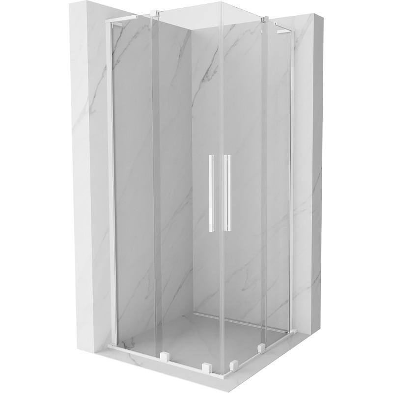 MEXEN/S Velar L Duo sprchový kout, posuvné dveře 100 x 100, transparent, bílá 871-100-100-02-03-20