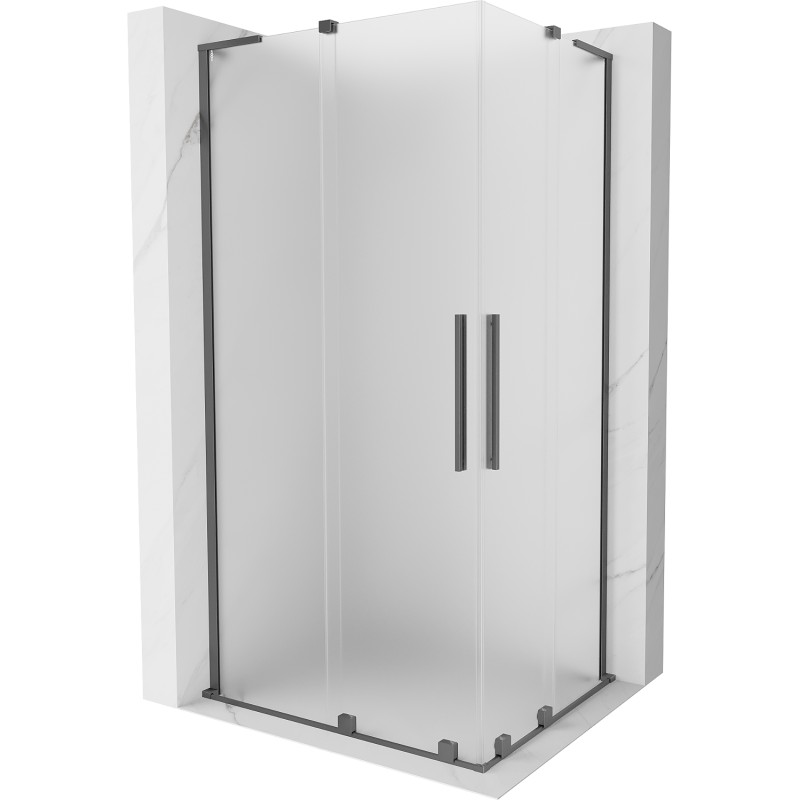 MEXEN/S Velar L Duo sprchový kout, posuvné dveře 100 x 90, dekor, grafit metal 871-100-090-02-33-95