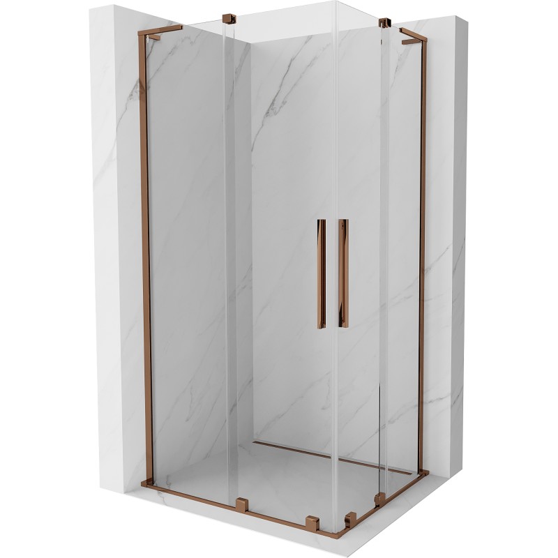 MEXEN/S Velar L Duo sprchový kout, posuvné dveře 100 x 90, transparent, růžové zlato 871-100-090-02-03-60