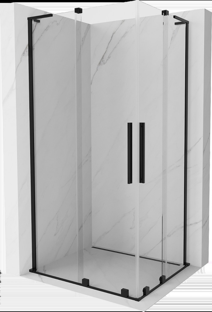 MEXEN/S Velar L Duo sprchový kout, posuvné dveře 90 x 80, transparent, černá 871-090-080-02-03-70