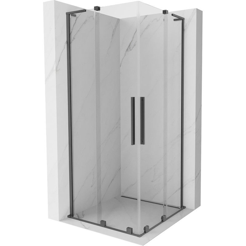MEXEN/S Velar L Duo sprchový kout, posuvné dveře 90 x 90, transparent, grafit metal 871-090-090-02-03-95