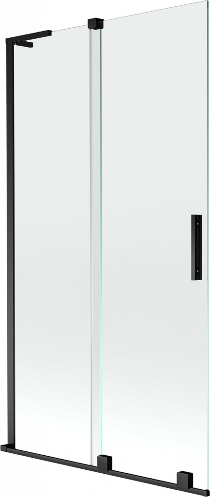 MEXEN/S Velar L dvoukřídlá posuvná vanová zástěna 100 x 150, transparent, černá 896-100-003-01-70