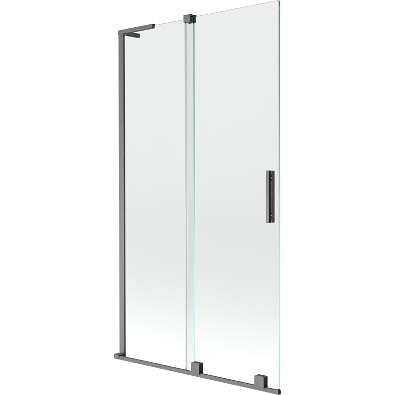 MEXEN/S Velar L dvoukřídlá posuvná vanová zástěna 100 x 150, transparent, grafit kartáčovaná 896-100-003-01-66