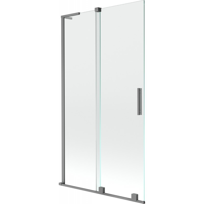 MEXEN/S Velar L dvoukřídlá posuvná vanová zástěna 100 x 150, transparent, grafit metal 896-100-003-01-95