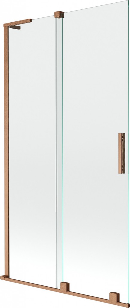 MEXEN/S Velar L dvoukřídlá posuvná vanová zástěna 100 x 150, transparent, měď kartáčovaná 896-100-003-01-65
