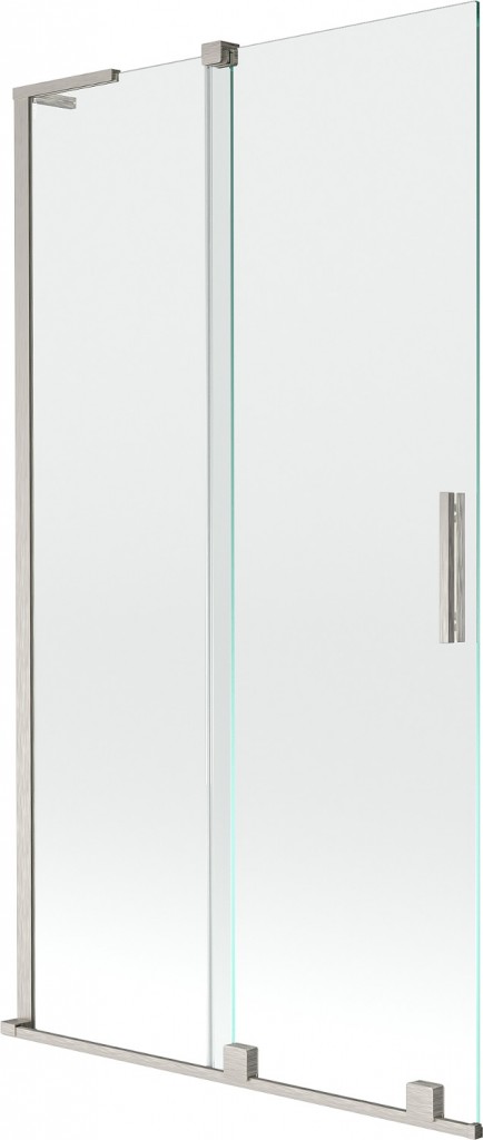 MEXEN/S Velar L dvoukřídlá posuvná vanová zástěna 100 x 150, transparent, nikl kartáčovaný 896-100-003-01-97