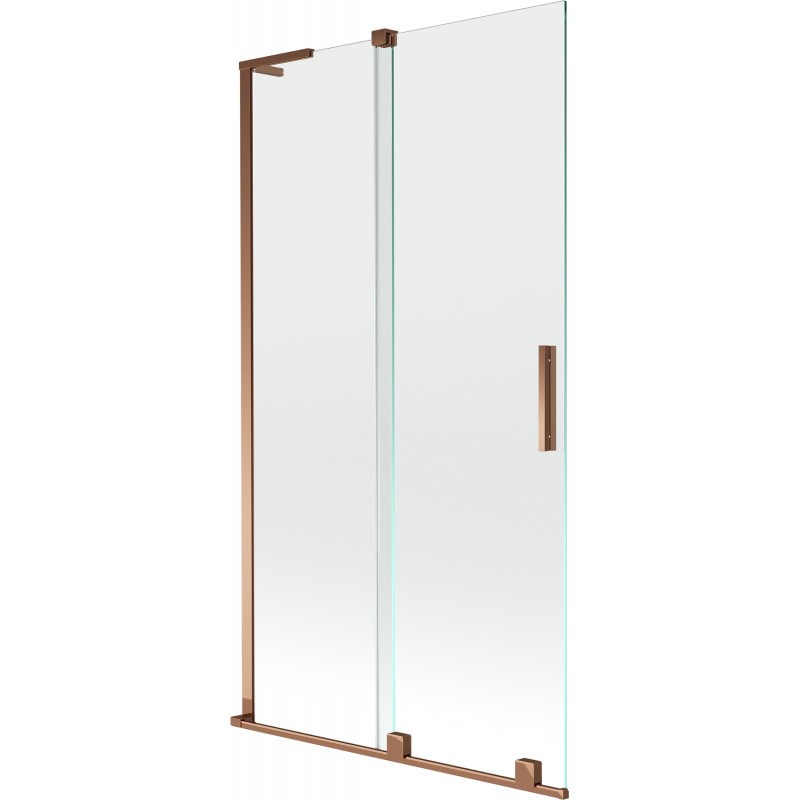 MEXEN/S Velar L dvoukřídlá posuvná vanová zástěna 100 x 150, transparent, růžové zlato 896-100-003-01-60
