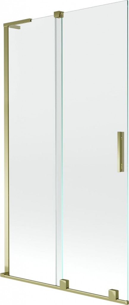 MEXEN/S Velar L dvoukřídlá posuvná vanová zástěna 100 x 150, transparent, zlatá 896-100-003-01-50