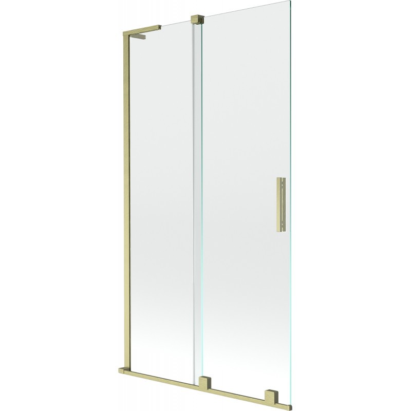 MEXEN/S Velar L dvoukřídlá posuvná vanová zástěna 100 x 150, transparent, zlatá kartáčovaná 896-100-003-01-55