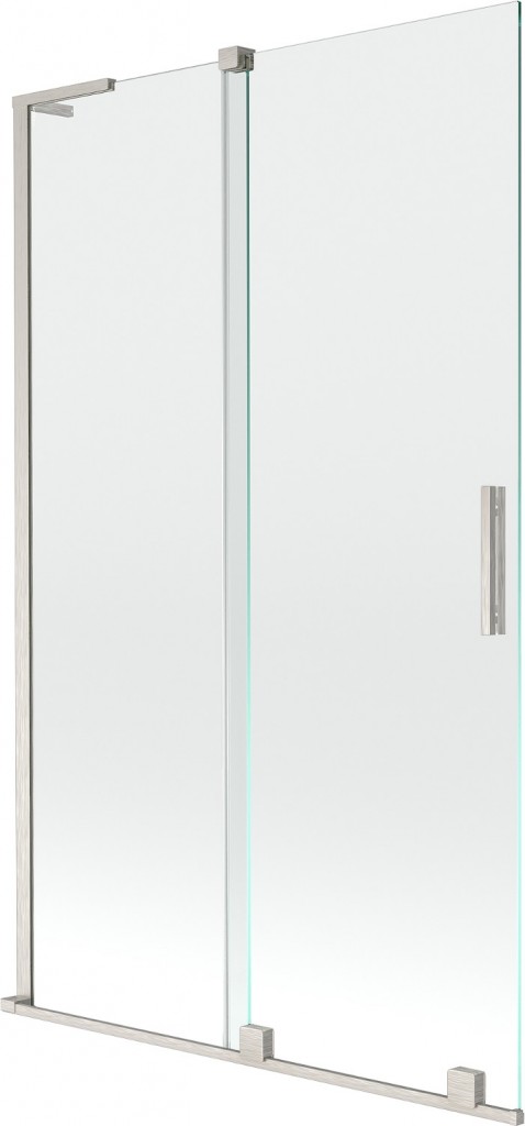 MEXEN/S Velar L dvoukřídlá posuvná vanová zástěna 110 x 150, transparent, nikl kartáčovaný 896-110-003-01-97