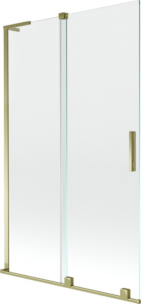 MEXEN/S Velar L dvoukřídlá posuvná vanová zástěna 110 x 150, transparent, zlatá 896-110-003-01-50