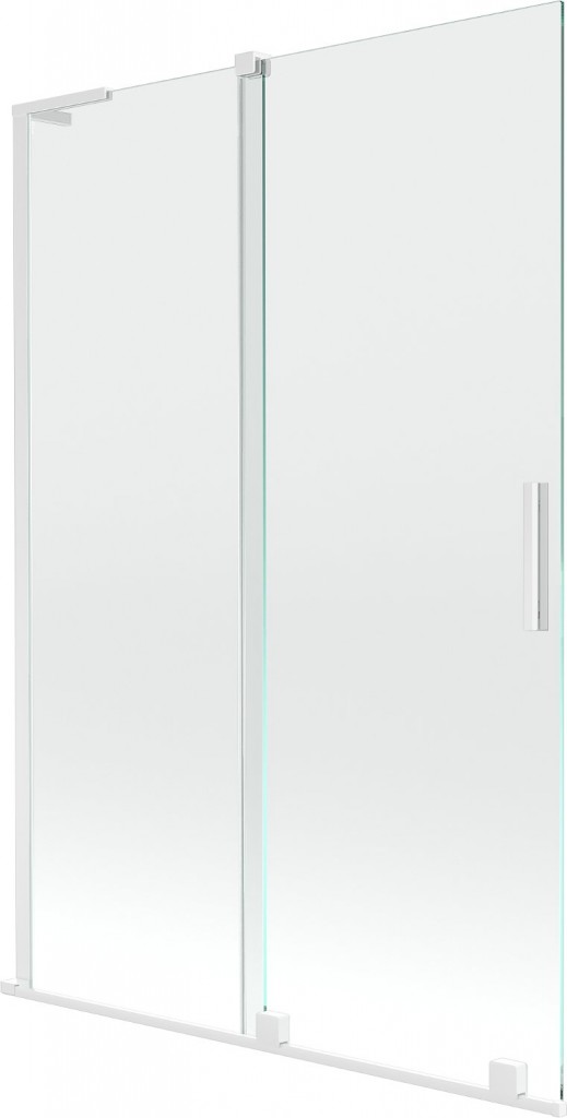 MEXEN/S Velar L dvoukřídlá posuvná vanová zástěna 120 x 150, transparent, bílá 896-120-003-01-20