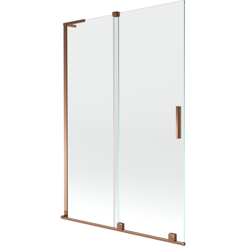 MEXEN/S Velar L dvoukřídlá posuvná vanová zástěna 120 x 150, transparent, růžové zlato 896-120-003-01-60