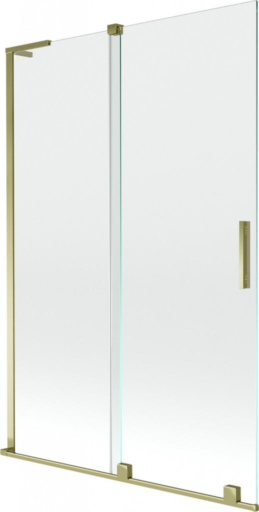 MEXEN/S Velar L dvoukřídlá posuvná vanová zástěna 120 x 150, transparent, zlatá 896-120-003-01-50