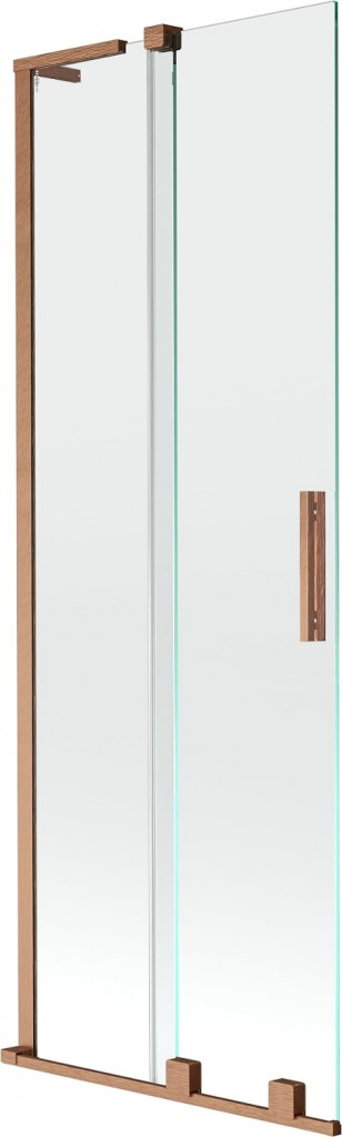 MEXEN/S Velar L dvoukřídlá posuvná vanová zástěna 70 x 150, transparent, měď kartáčovaná 896-070-003-01-65